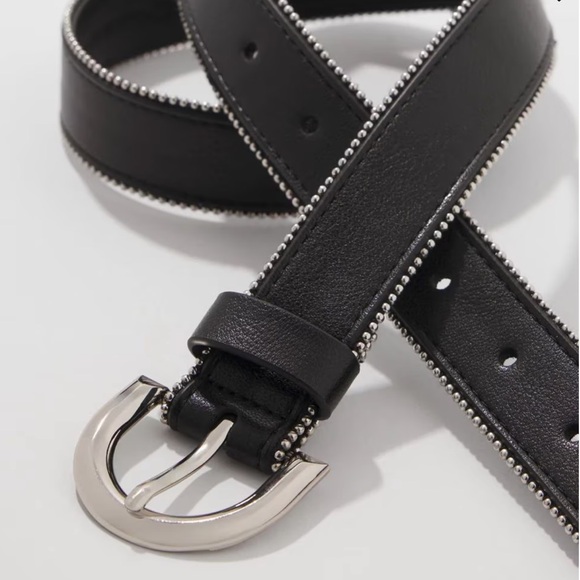 WHBM BLACK BALL CHAIN TRIMMED BELT - Picture 1 of 4